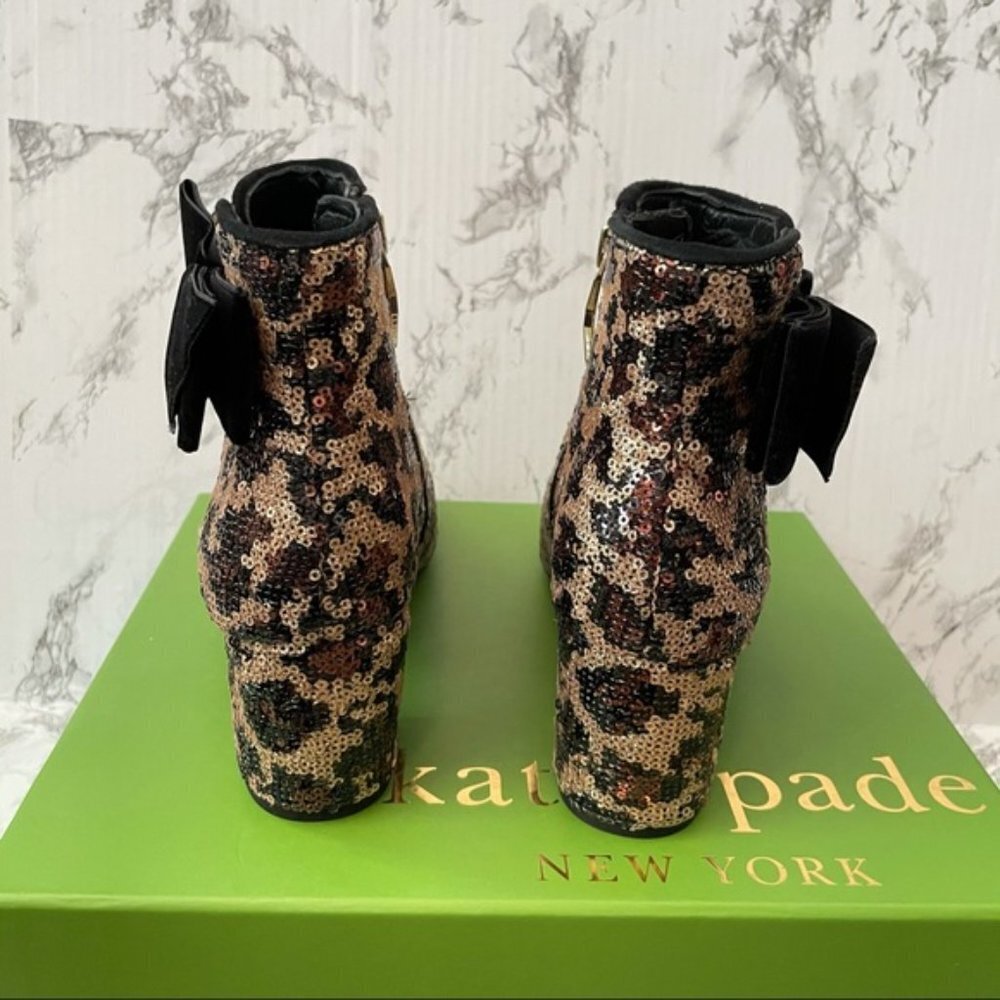 Kate Spade Langley Bootie Leopard Sequin Bow 6 - Picture 3 of 11